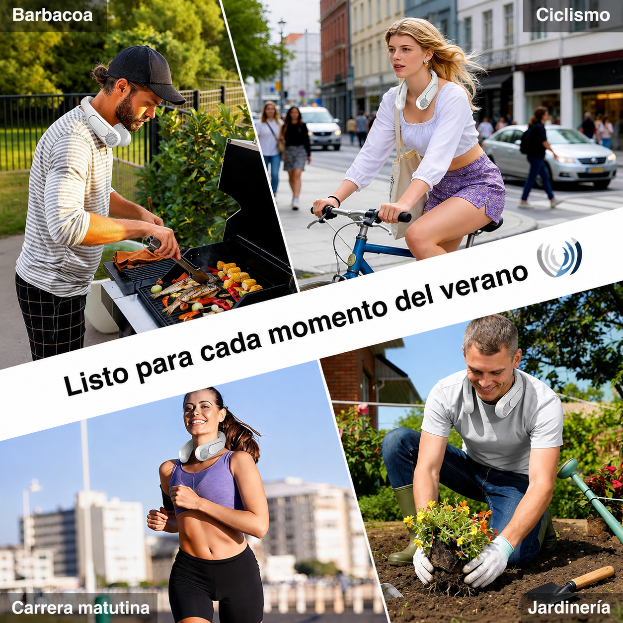 Ventilador de cuello – portátil, silencioso y recargable.