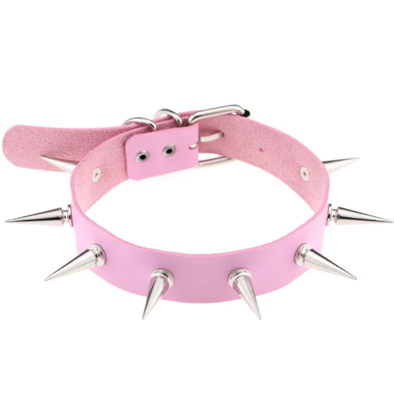 1Pc Harajuku Gothic Spike Rivet Star Necklaces Collares Hip Hop Rock Black Bowknot PU Lace Leather Sexy Y2K Girl Choker Jewelry