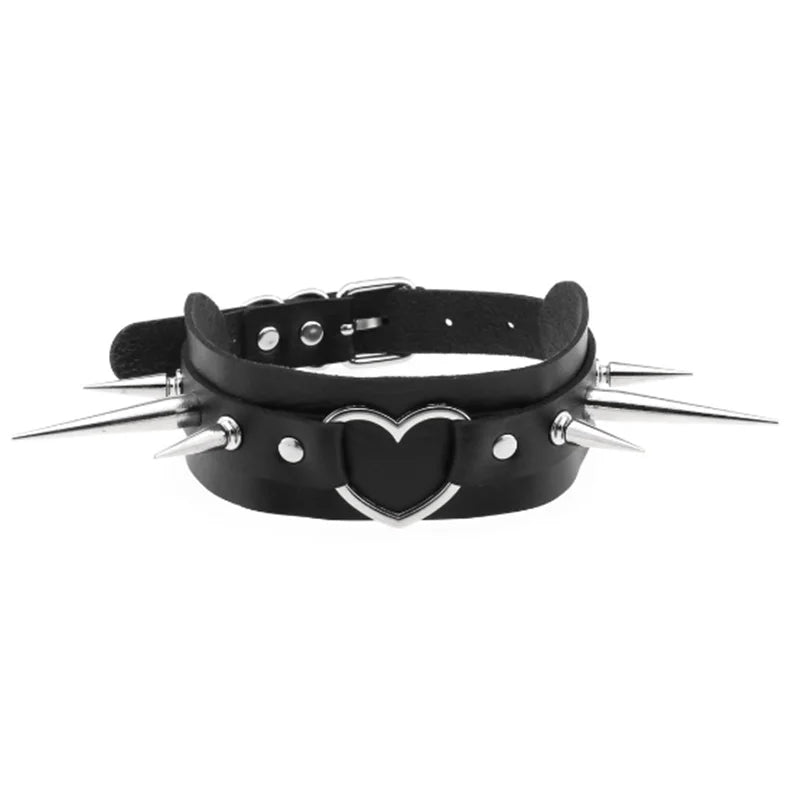 1Pc Harajuku Gothic Spike Rivet Star Necklaces Collares Hip Hop Rock Black Bowknot PU Lace Leather Sexy Y2K Girl Choker Jewelry