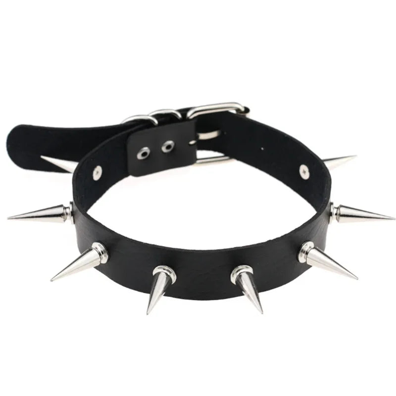 1Pc Harajuku Gothic Spike Rivet Star Necklaces Collares Hip Hop Rock Black Bowknot PU Lace Leather Sexy Y2K Girl Choker Jewelry