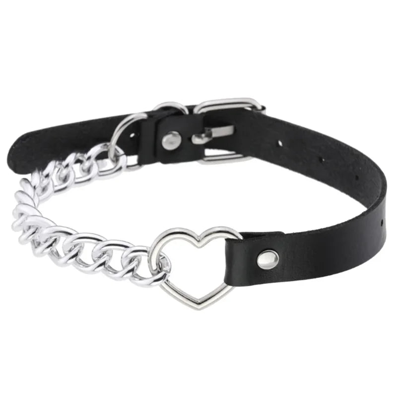 1Pc Harajuku Gothic Spike Rivet Star Necklaces Collares Hip Hop Rock Black Bowknot PU Lace Leather Sexy Y2K Girl Choker Jewelry