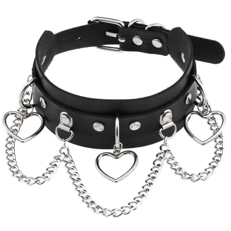 1Pc Harajuku Gothic Spike Rivet Star Necklaces Collares Hip Hop Rock Black Bowknot PU Lace Leather Sexy Y2K Girl Choker Jewelry