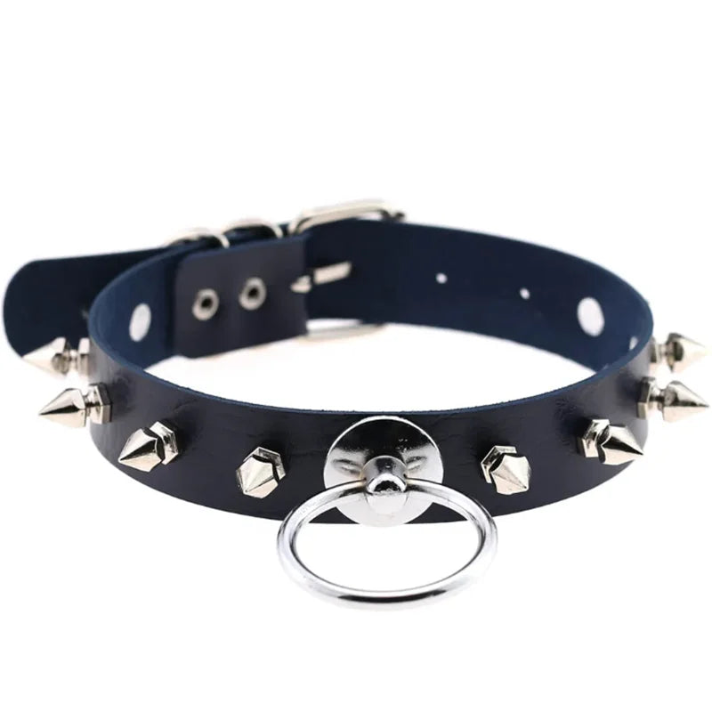 1Pc Harajuku Gothic Spike Rivet Star Necklaces Collares Hip Hop Rock Black Bowknot PU Lace Leather Sexy Y2K Girl Choker Jewelry