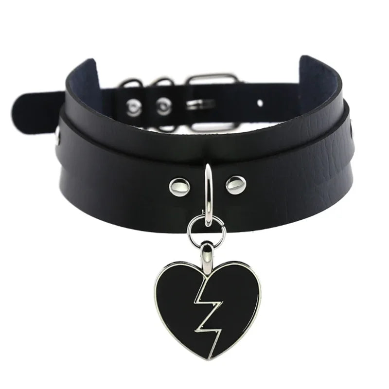 1Pc Harajuku Gothic Spike Rivet Star Necklaces Collares Hip Hop Rock Black Bowknot PU Lace Leather Sexy Y2K Girl Choker Jewelry